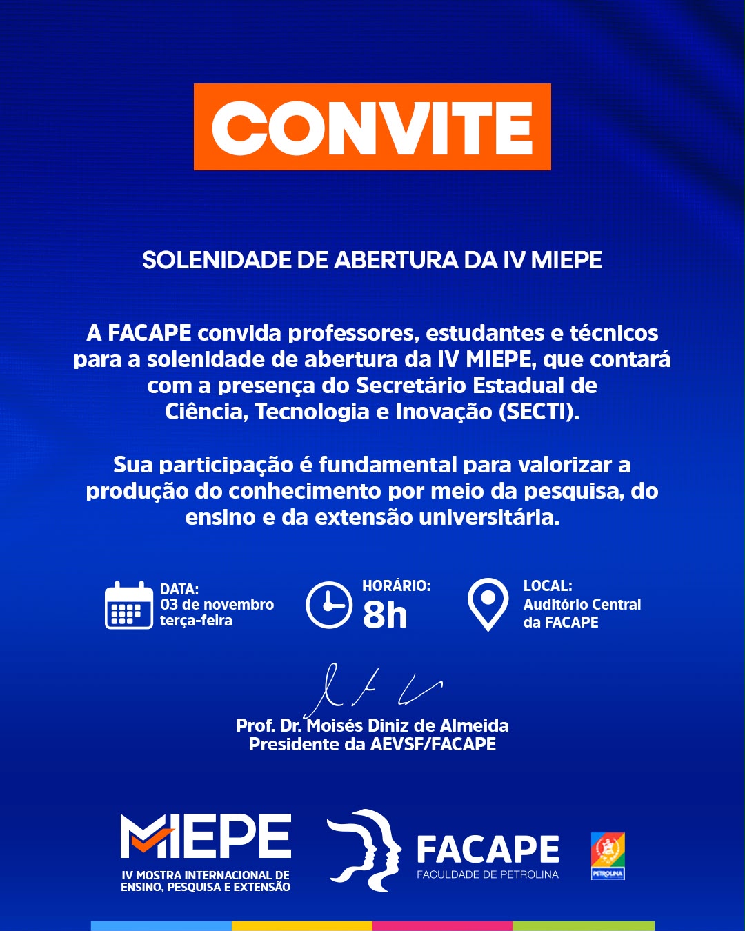 FACAPE realiza IV Mostra Internacional de Ensino, Pesquisa e Extensão a partir desta terça-feira (3)
